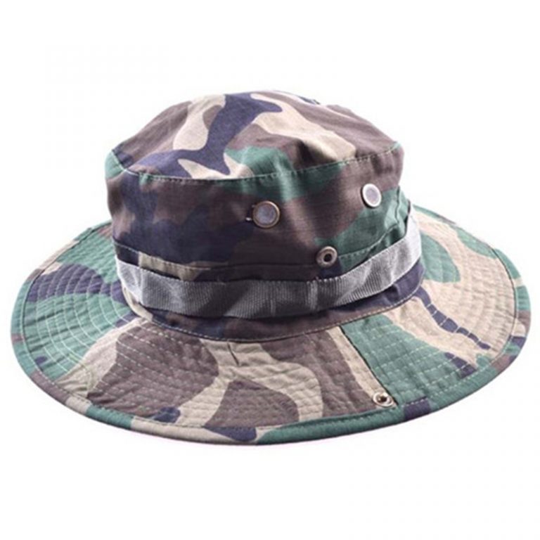 Military Camo Fisherman Hat with Wide Brim Sun Camping Hunting Bucket